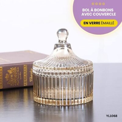 Bol à bonbons en verre émaillé avec couvercle YL1068