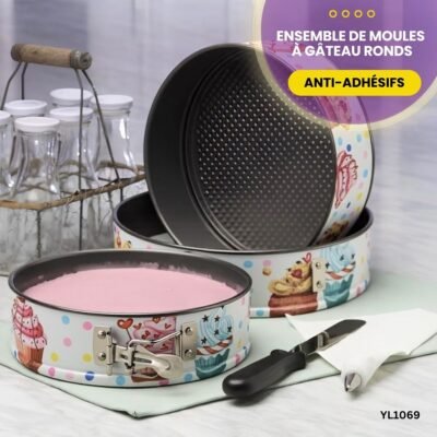 Ensemble de moules à gâteau ronds anti-adhésifs YL1069