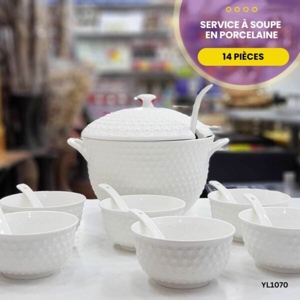 Service à soupe en porcelaine 14 pièces YL1070 – Image 2