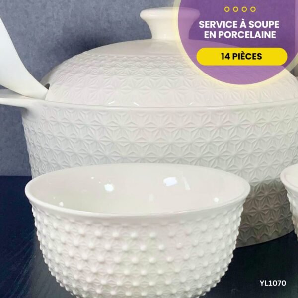 Service à soupe en porcelaine 14 pièces YL1070 – Image 3
