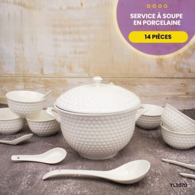 Service à soupe en porcelaine 14 pièces YL1070