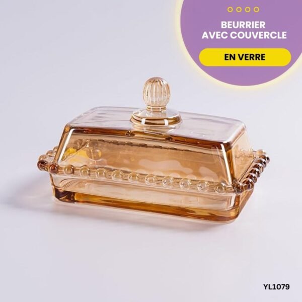 Beurrier en verre avec couvercle YL1079 – Image 4