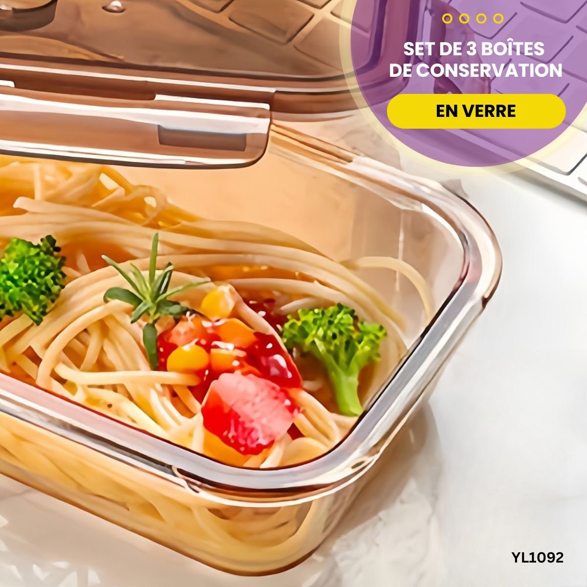 Set de 3 Boîtes de Conservation En Verre YL1092 – Image 6