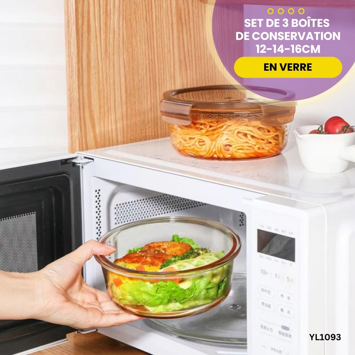 Set de 3 Boîtes de Conservation En Verre YL1093 – Image 3