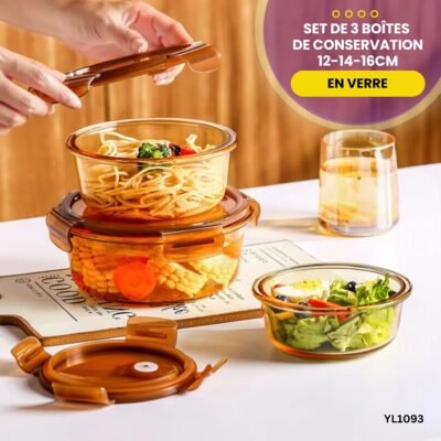 Set de 3 Boîtes de Conservation En Verre YL1093