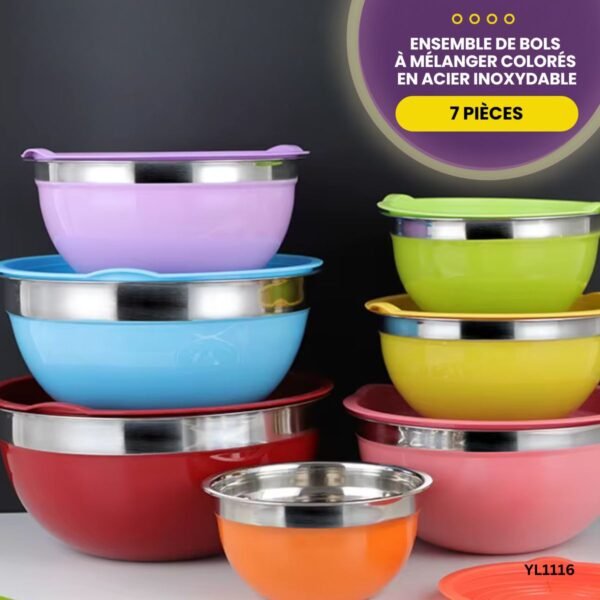 Ensemble de bols à mélanger colorés en acier inoxydable YL1116 – Image 5
