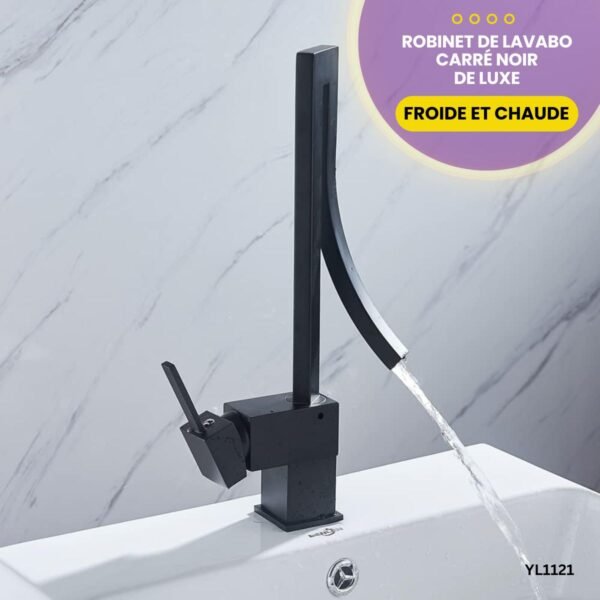 Robinet de Lavabo Carré Noir de Luxe YL1121 – Image 3