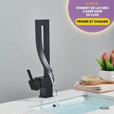 Robinet de Lavabo Carré Noir de Luxe YL1121
