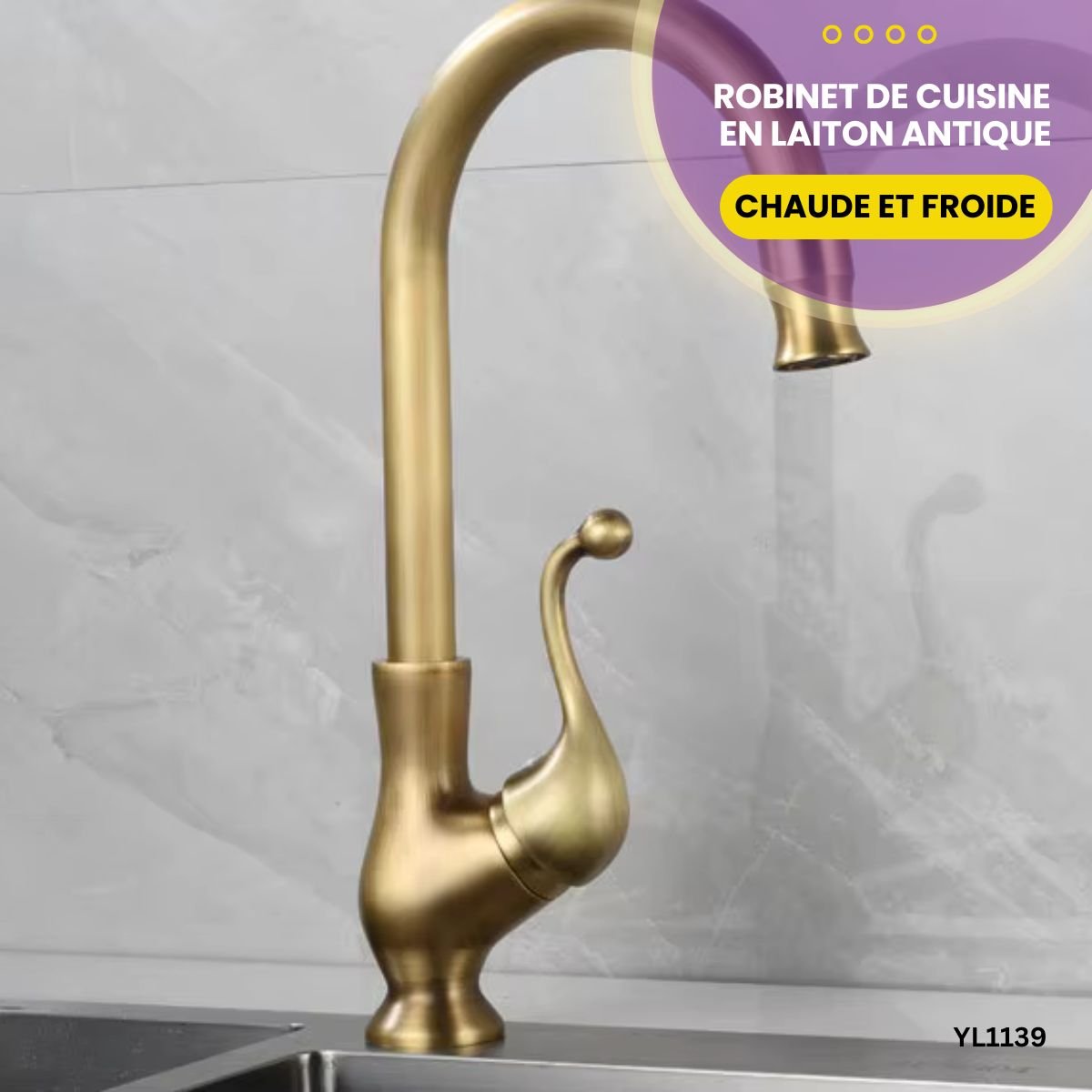 Robinet de cuisine en laiton antique YL1139 – Image 2