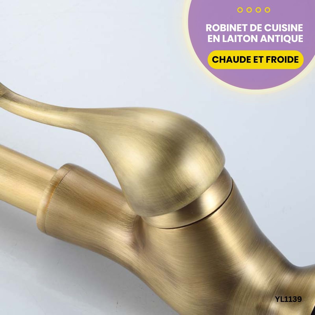Robinet de cuisine en laiton antique YL1139 – Image 3