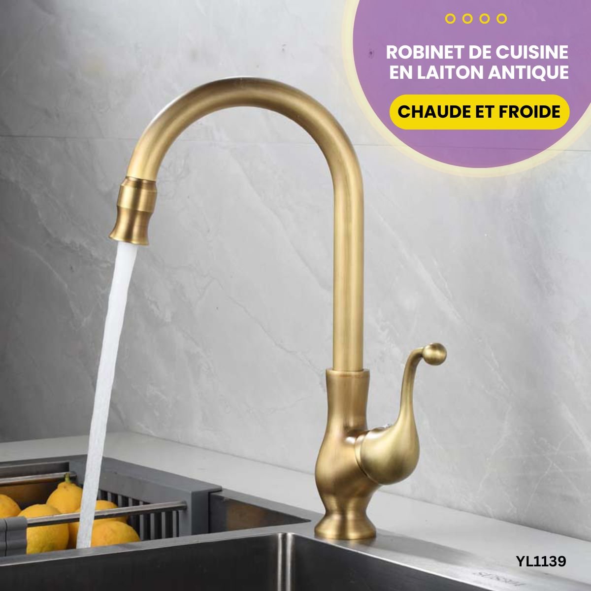 Robinet de cuisine en laiton antique YL1139