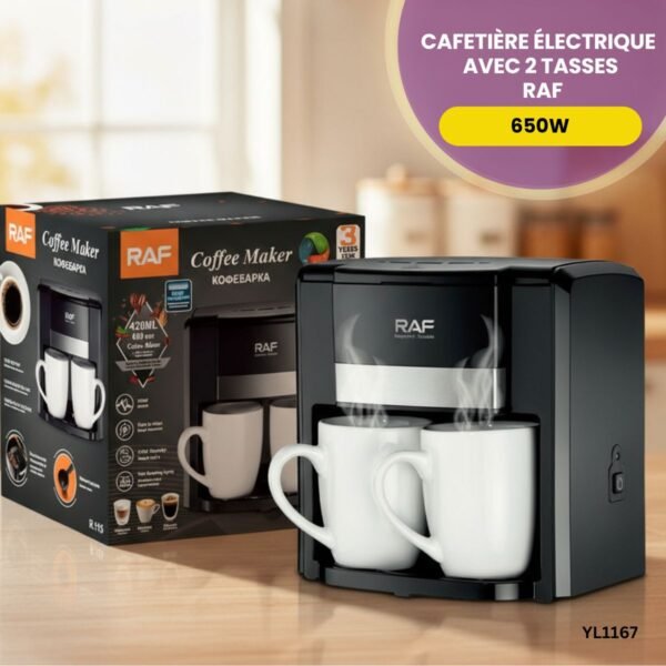 Cafetière électrique avec 2 tasses RAF YL1167 – Image 2