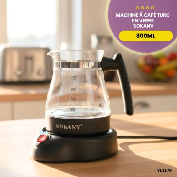 Machine à Café Turc Électrique en Verre 800ml - SOKANY YL1179 – Image 3