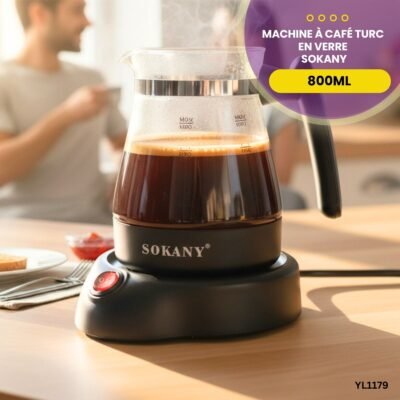 Machine à Café Turc Électrique en Verre 800ml - SOKANY YL1179