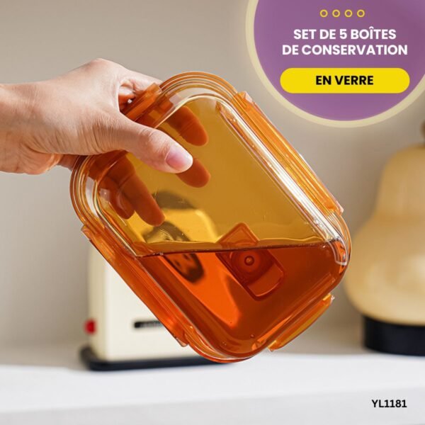 Set de 5 Boîtes de Conservation En Verre YL1181 – Image 4