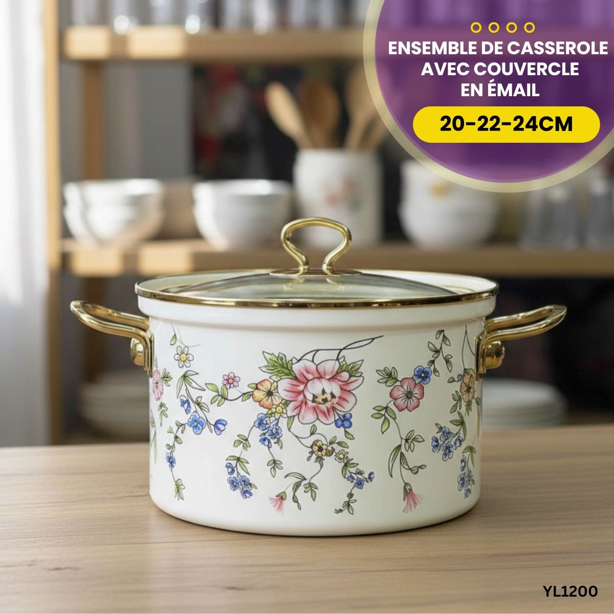 Ensemble de Casserole avec couvercle 20-22-24cm YL1200 – Image 2