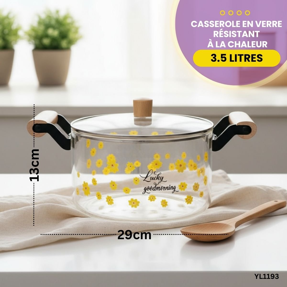 Casserole Résistant À La Chaleur 3.5L YL1193 – Image 2