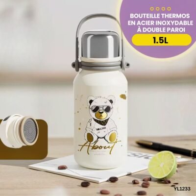 Bouteille thermos en acier inoxydable à double paroi YL1233 - Blanc