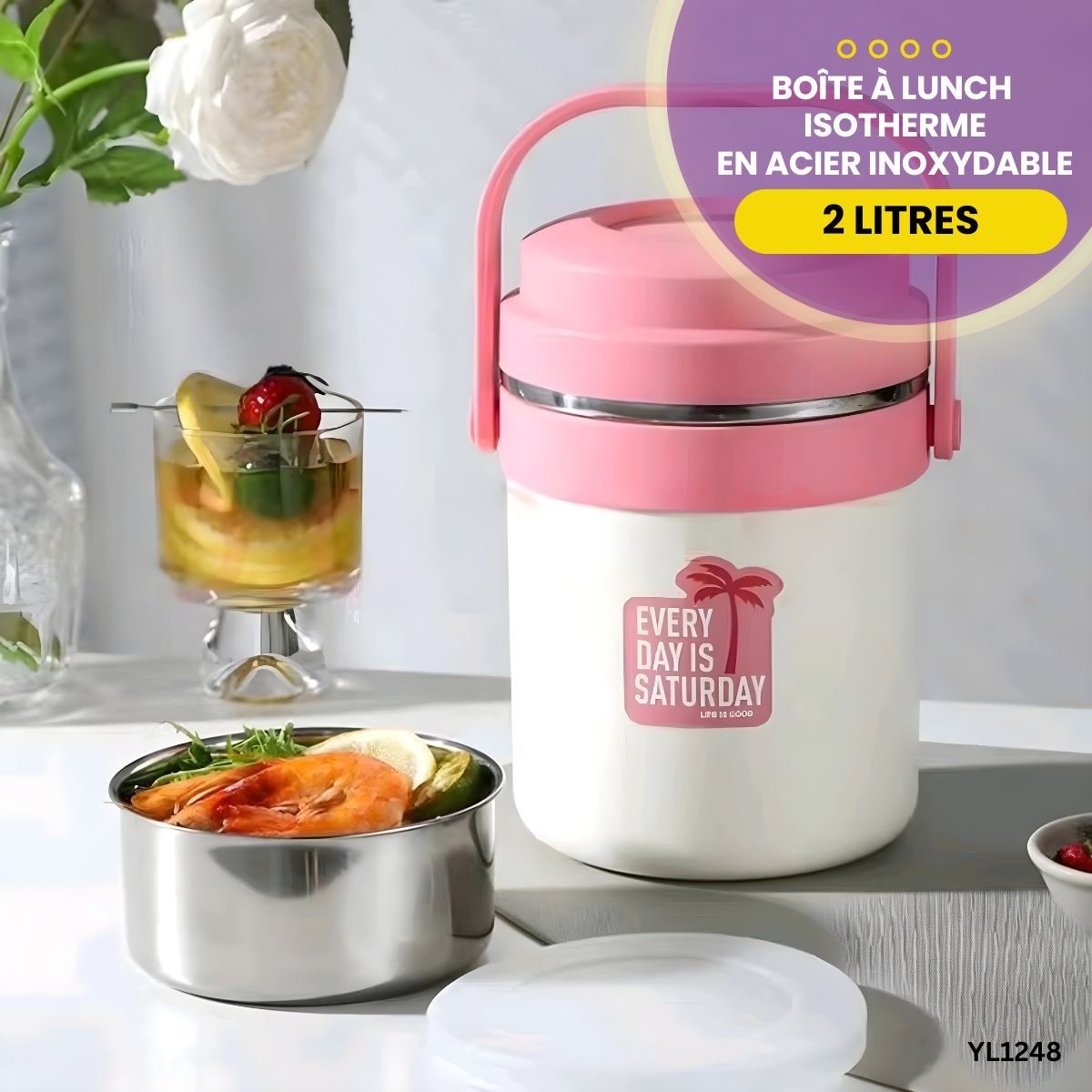 Boîte à lunch isotherme en acier inoxydable de 2L YL1248 – Image 5
