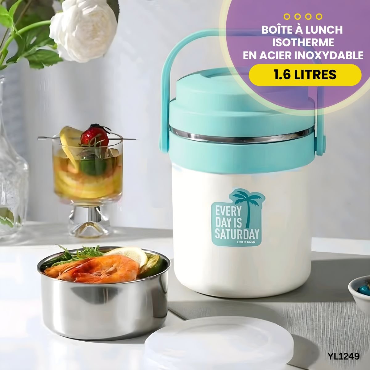 Boîte à lunch isotherme en acier inoxydable de 1.6L YL1249 – Image 5