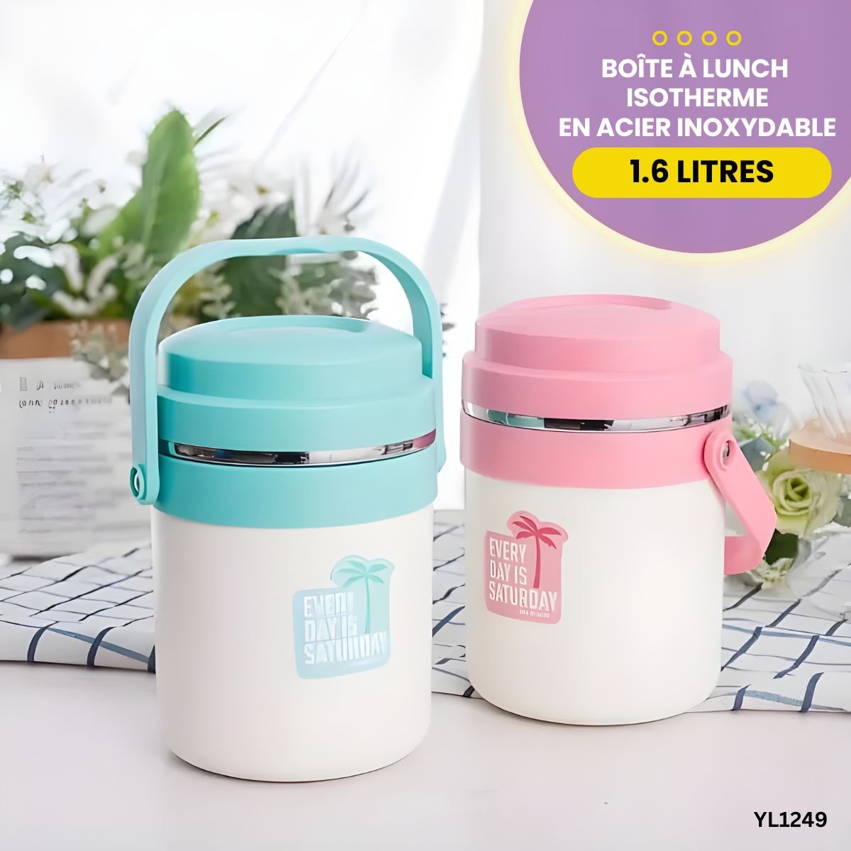 Boîte à lunch isotherme en acier inoxydable de 1.6L YL1249
