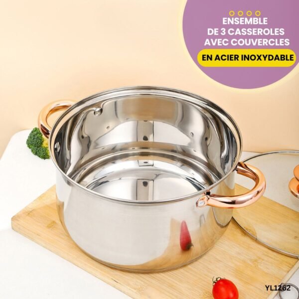 Set de 3 casseroles avec couvercles YL1262 – Image 2
