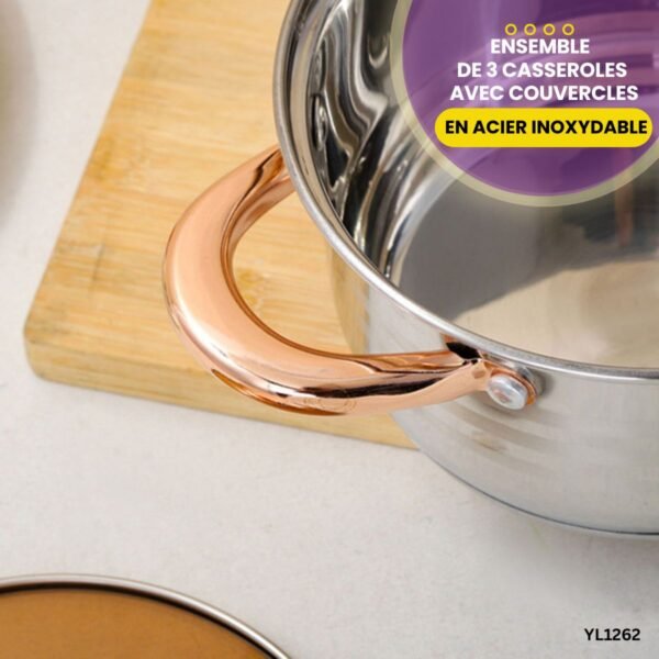 Set de 3 casseroles avec couvercles YL1262 – Image 3