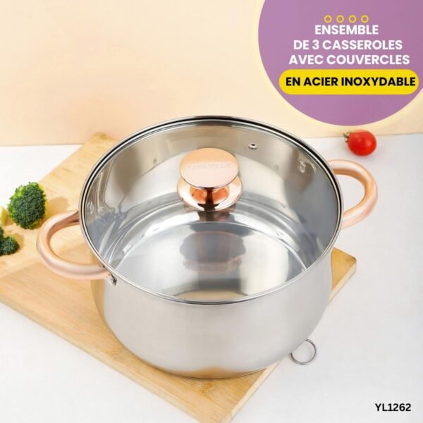 Set de 3 casseroles avec couvercles YL1262 – Image 4