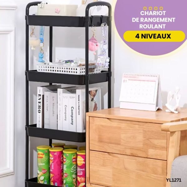 Chariot de Rangement Roulant 4Niveaux YL1271 – Image 3