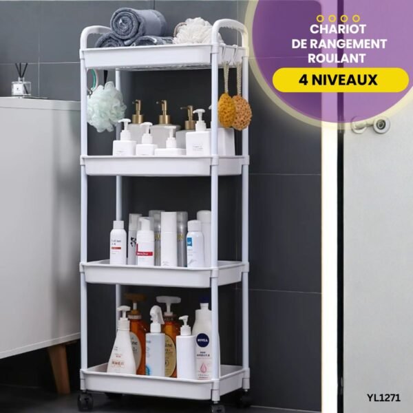 Chariot de Rangement Roulant 4Niveaux YL1271 – Image 4