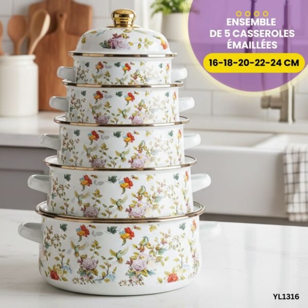Ensemble de 5 casseroles émaillées YL1316 – Image 3