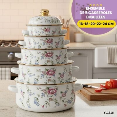 Ensemble de 5 casseroles émaillées YL1316
