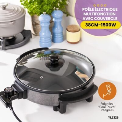 Poêle Électrique avec Couvercle 38cm YL1328