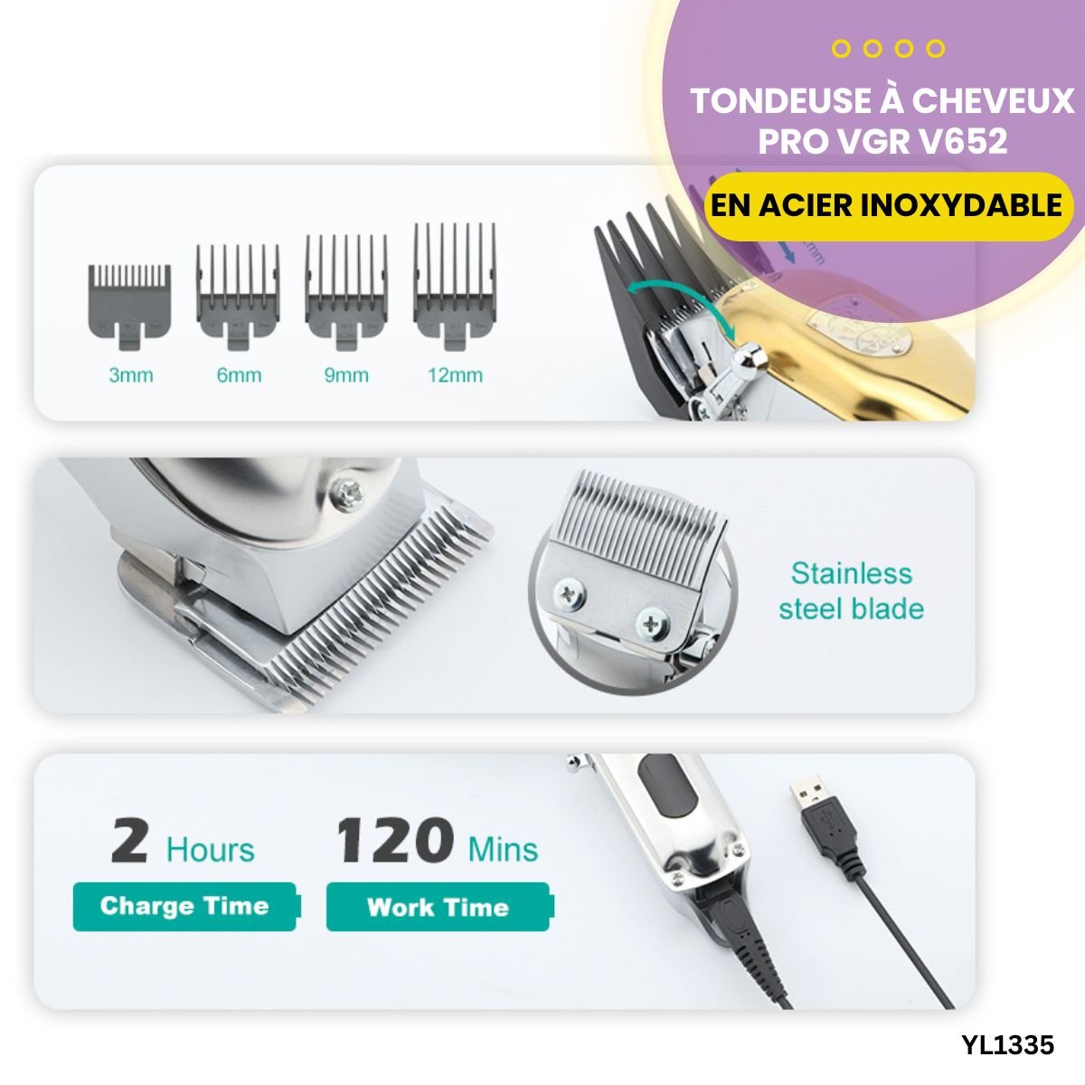 Tondeuse à Cheveux Pro VGR V652 YL1335 – Image 4