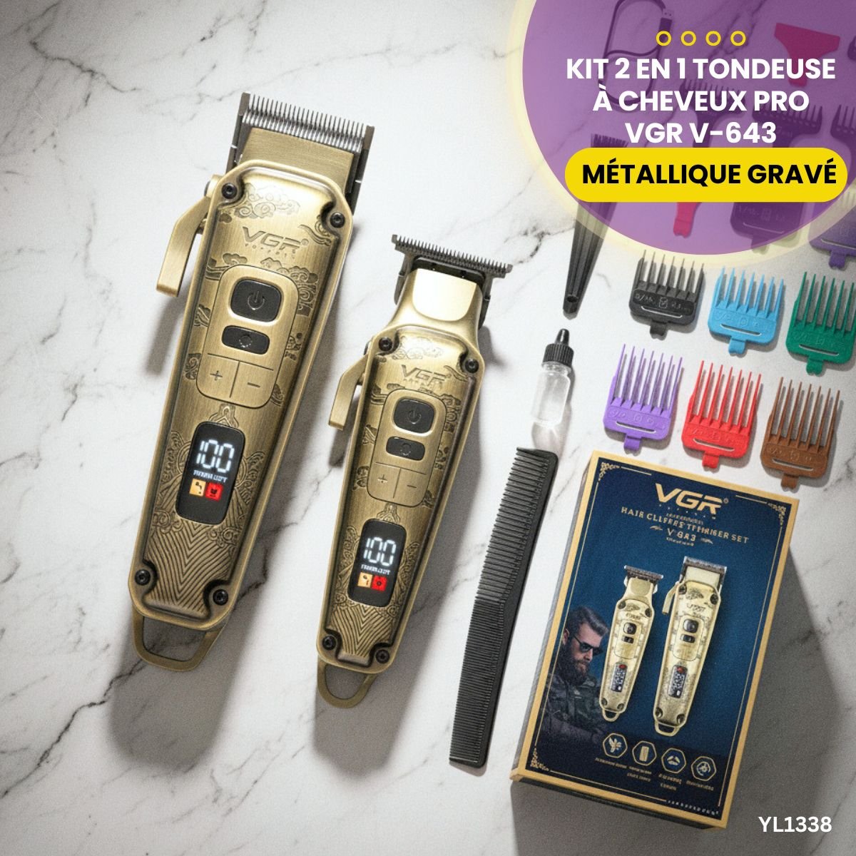 Kit 2en1 Tondeuse à Cheveux VGR V-643 YL1338 – Image 2