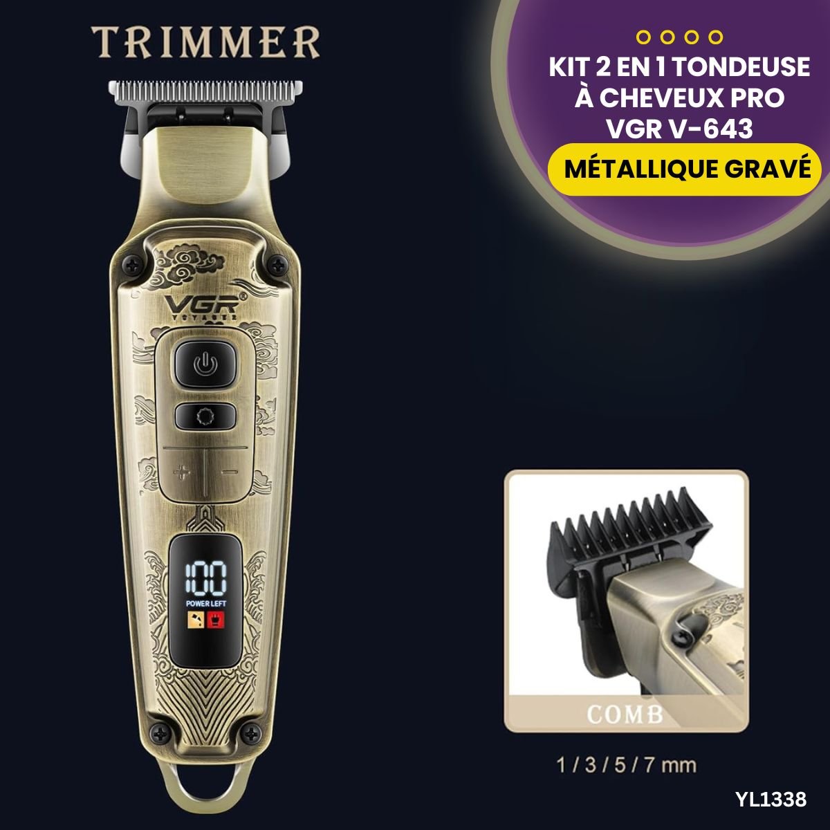 Kit 2en1 Tondeuse à Cheveux VGR V-643 YL1338 – Image 4