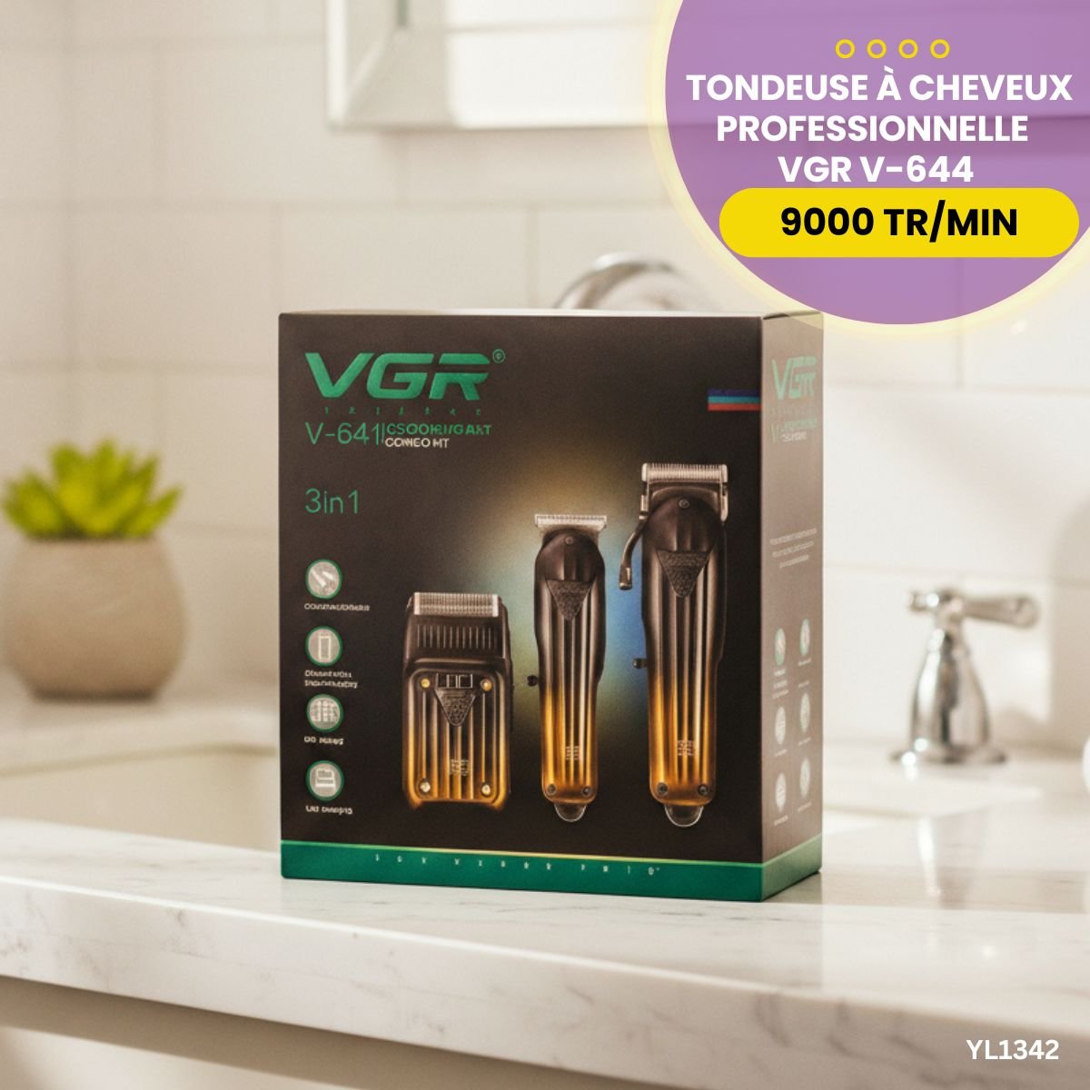 Kit 3en1 Tondeuse à Cheveux VGR V-644 YL1342 – Image 5