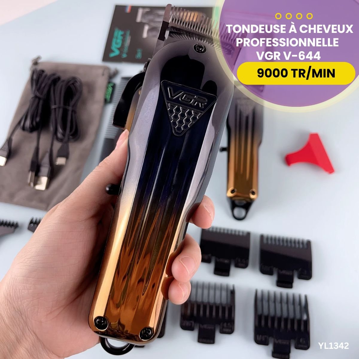 Kit 3en1 Tondeuse à Cheveux VGR V-644 YL1342 – Image 3
