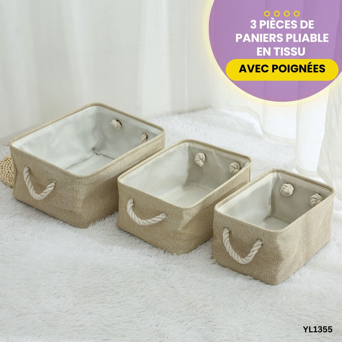 3 Paniers Pliables avec Poignées YL1355 – Image 5