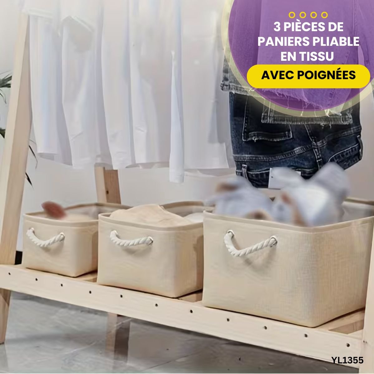 3 Paniers Pliables avec Poignées YL1355 – Image 6