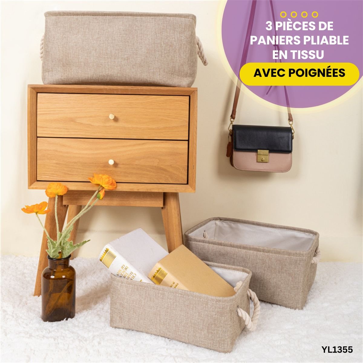 3 Paniers Pliables avec Poignées YL1355 – Image 4