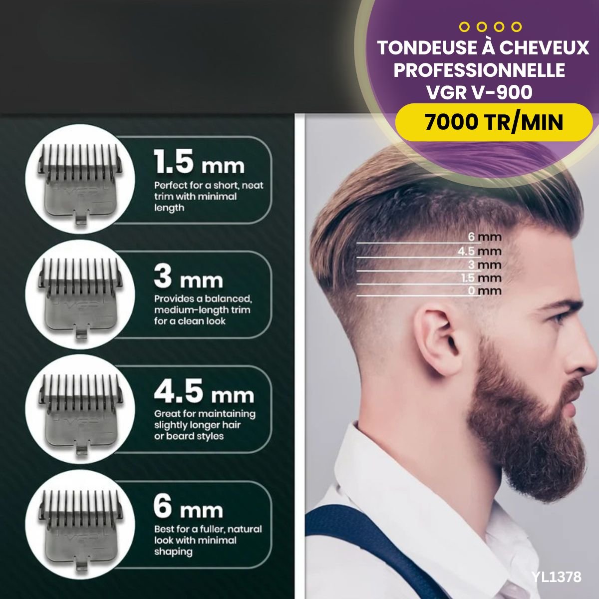 Tondeuse à Cheveux Pro VGR V-900 YL1378 – Image 3
