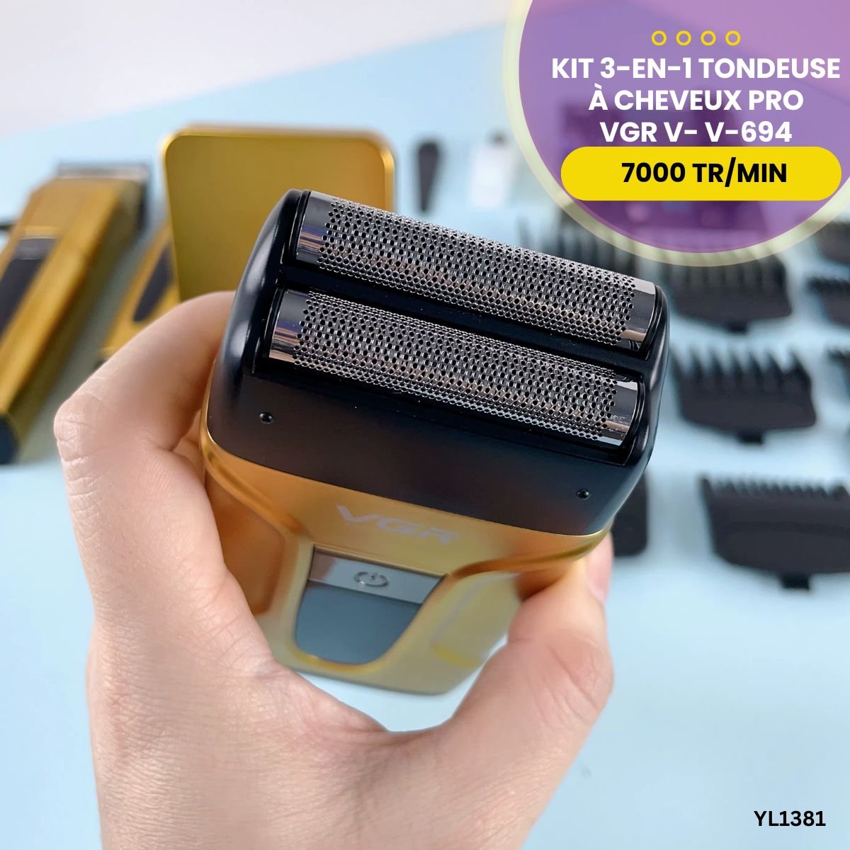 Kit 3en1 Tondeuse à Cheveux VGR V-694 YL1381 – Image 3