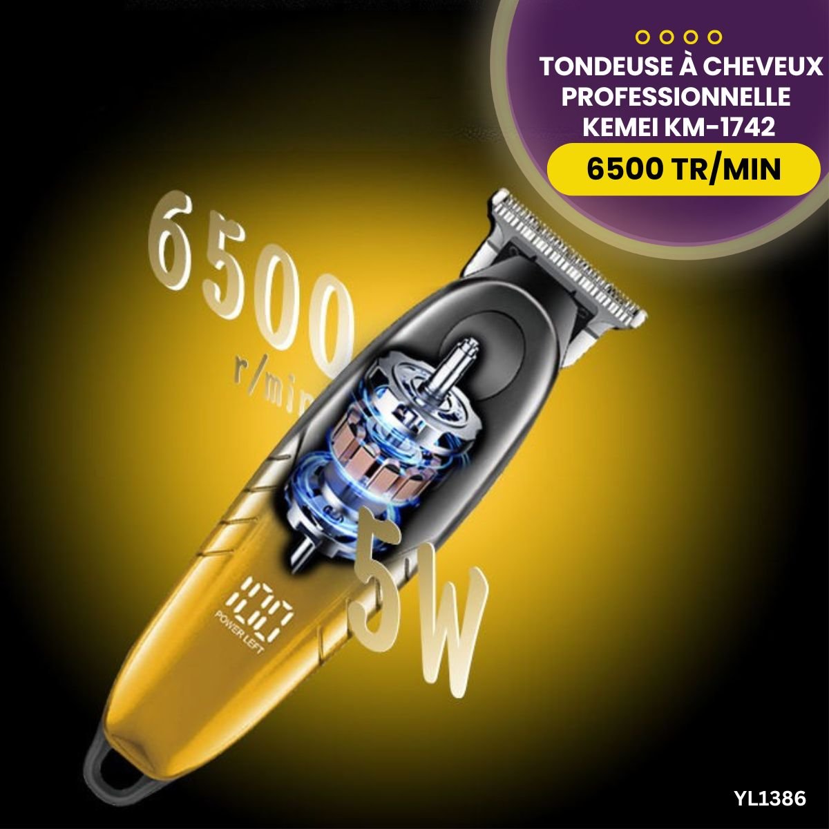 Tondeuse à Cheveux Pro Kemei Km-1742 YL1386 – Image 4
