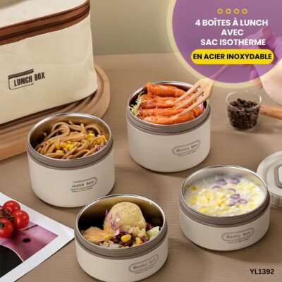 4 Boîtes à lunch avec sac isotherme YL1392
