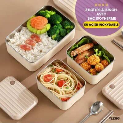 3 Boîtes à lunch avec sac isotherme YL1393