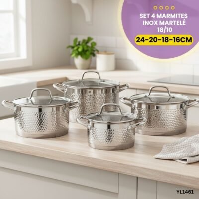 Set 4 Marmites Inox Martelé YL1461