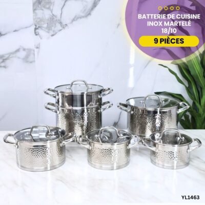Batterie de Cuisine 9 Pcs Martelé YL1463