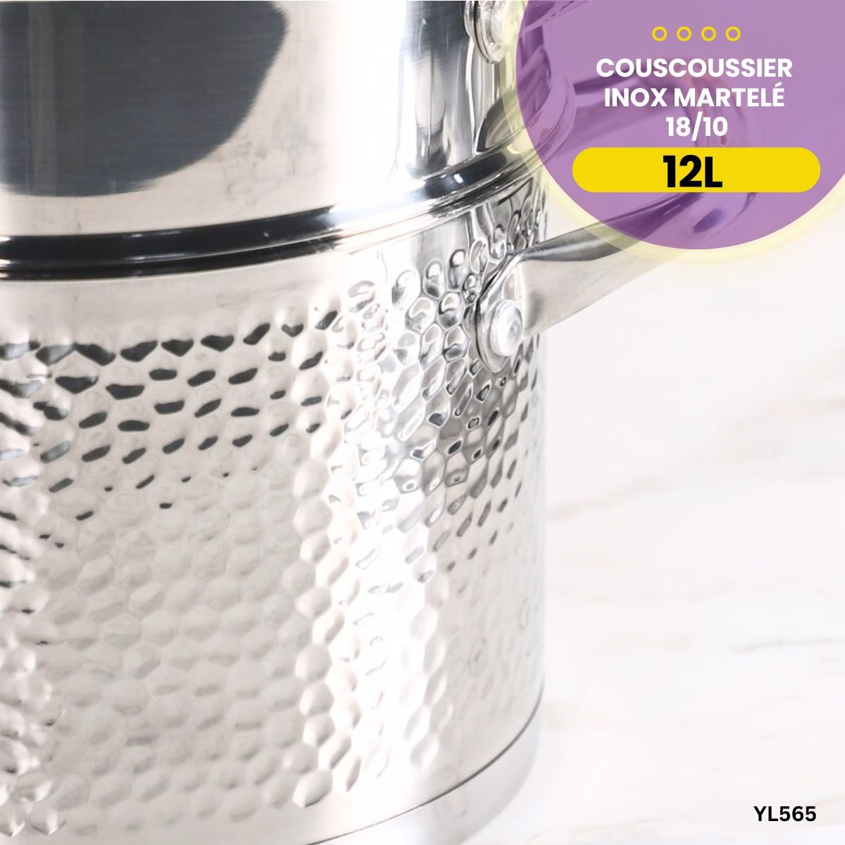 Couscoussier 12L Inox Martelé YL565 – Image 3