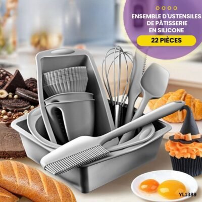 Kit Pâtisserie Silicone 22 Pièces YL1389 - Gris